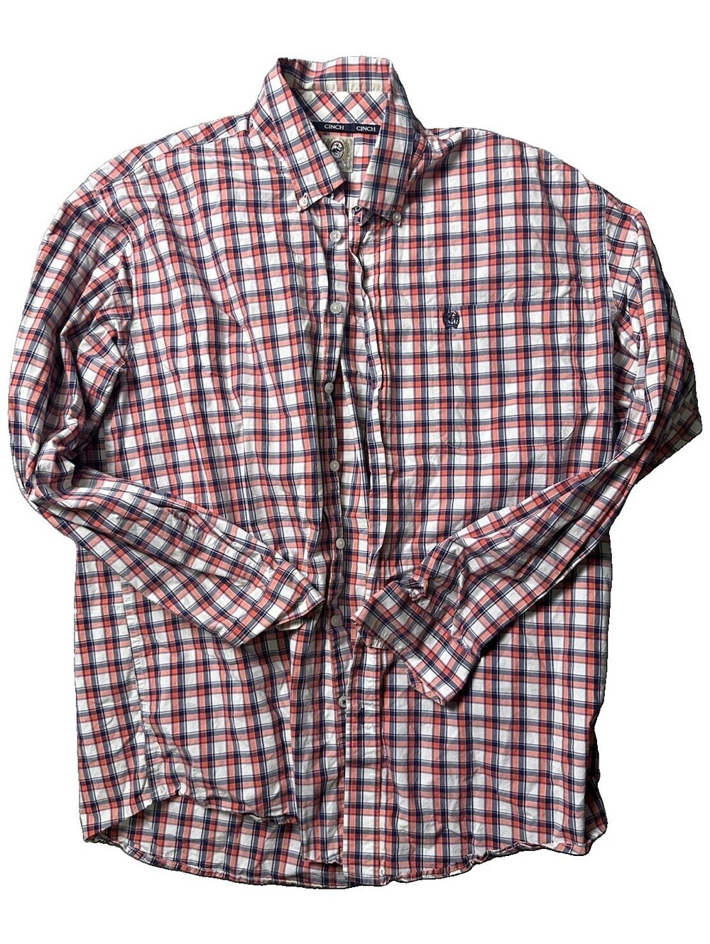 Cinch Mens Large Plaid Button Down Shirt Long Sleeve Western Cowboy Rodeo